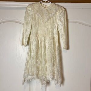 80s VINTAGE JESSICA MCCLINTOCK GUNNE SAX CREAM LACE WEDDING DRESS